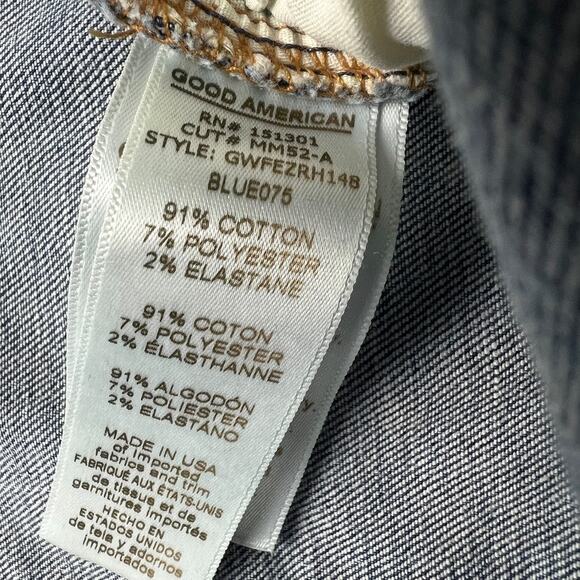 Good American Jeans Exposed Zip Good Waist Denim Pants Women's 22 Plus Size Cuff - Picture 10 of 13